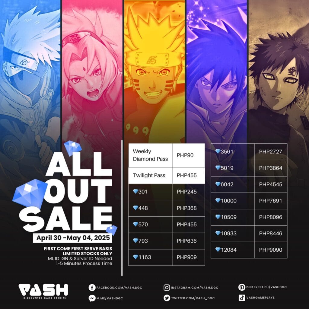 MLBB | ALL OUT-SALE ENDS TODAY! Don't miss your chance to avail our EXCLUSIVE DISCOUNTS on MLBB Game Credits 2